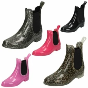 Ragazze Spot On Casual Slip On Stivali Wellington X1R229 - Picture 1 of 19