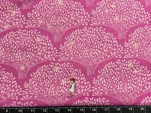 Tina Scrap 9"x21" Spring Pink Girl Tree Lights Wee Wander Easter Fabric Cotton - Picture 1 of 1