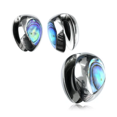 PAR DE PENDIENTES CALIBRE TAPONES PESOS OREJA CARCASA CHAPADA EN PLATA 9/16" PULGADAS DOBLE CARA Foto 1 de 3