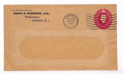 GB KGVI ADVERT POSTAL STATIONERY 1955 Cover BUSH-HICKMAN Window Envelope AD240 - Image 1 of 3
