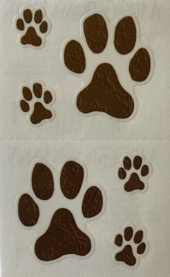 Pegatinas PATAS DE PERRO (6 piezas) de la señora Grossman•Huella•Animal•Osos •Gatos•Mascotas•Marrón Foto 1 de 4