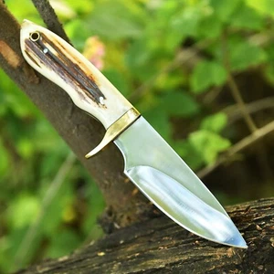 Custom handmade Hunting Knife Carbon Steel 1075 and Bushcraft Knife with sheath - Picture 1 of 6