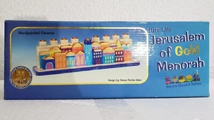 Ceramic Menorah Jerusalem of Gold Hanukah by Susan Fischer Weis Boxed Vtg Design - Picture 1 of 7