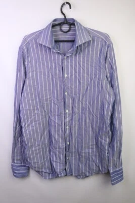 Van Laack Purple Stripped Barrel Cuffs Collared Long Sleeve Dress Shirt 39 15.5 - Image 1 of 4
