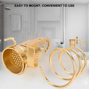 (Gold) Hair Dryer Holder Wall Mount Aluminum Spiral Blow Dryer Stand BX5 - Picture 1 of 9