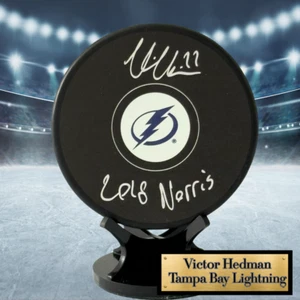 Victor Hedman Autographed Hockey Puck – Fanatics Certified - Picture 1 of 4