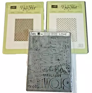 Stampin Up dies Big Shot Set di 3 PIASTRE LETTERPRESS Utilizza tampone inchiostro regolare RARO - Foto 1 di 8