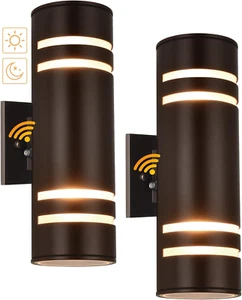 Dusk to Dawn Outdoor Light Fixture 2PC Aluminum Waterproof Porch up down Lantern - Bild 1 von 9