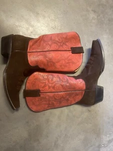 Stetson Woman’s Boots Western Cowboy Hand-Made Brown Pink Leather sz 6 - Picture 1 of 4