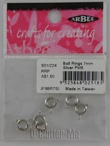 BOLT RINGS 7MM ARBEE SILVER PACK OF 6 BULK 501/224 JEWELLERY FINDINGS 36 RINGS - Picture 1 of 2