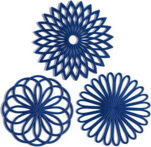 Set of 3 Silicone Trivet Mat - Hot Pot Holder Hot Pads for Table & Countertop - - Picture 1 of 12