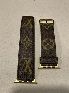 Apple Watch Band Louis Vuitton Brown Monogram Gold Custom From Authentic LV Bags - Zdjęcie 1 z 2