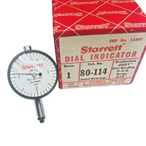 STARRETT 80-114J Dial Indicator Jeweled .0001" Grad .010" Range - USA - NEW - Picture 1 of 6