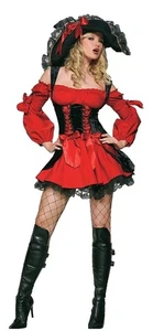 Leg Avenue Damen Füchsin Pirat Wench Kostüm, rot/schwarz Medium (BB) - Bild 1 von 1