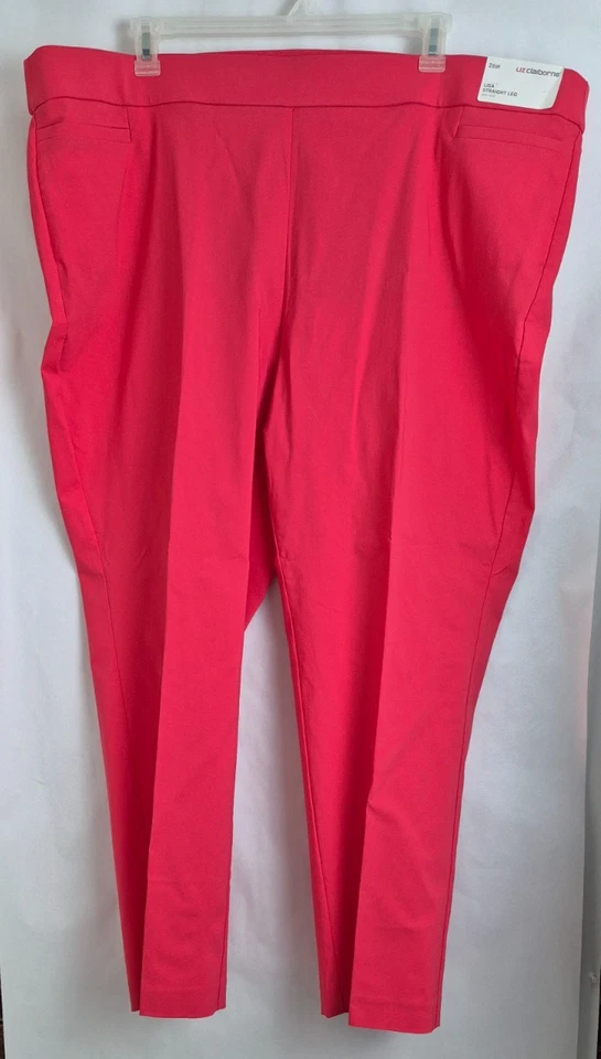Liz Claiborne Women’s Lisa Straight Leg Pants Mid Rise Tea Berry Size 26W NWT - Image 1 of 4