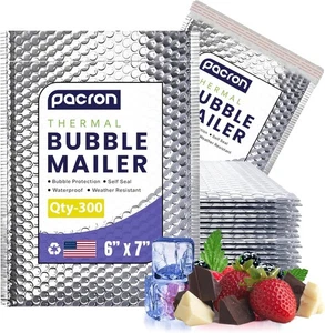Insulated Silver Thermal Bubble Mailers - Waterproof Metallic Foil  300 Pack - Picture 1 of 70