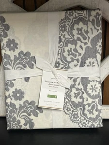 Pottery Barn Lucianna Medallion GRAY Twin Duvet Cover 100% Cotton 200TC NWT - Picture 1 of 7