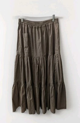 Eskandar Peasant Skirt Midi Full Swing Full Prairie  Designer 1 or Medium Brown - Image 1 of 4