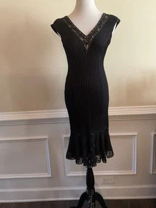 Vestido Tadashi Shoji Ocasión Especial Negro Ajustado Encaje Peplum Dobladillo Talla XS - Imagen 1 de 8