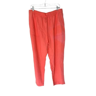 J.Crew New Seaside Pant Pink Pull On Linen Blend Relaxed Straight Leg Large - Image 1 of 4