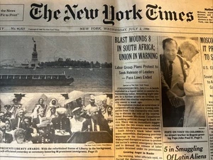 NYT Newspaper July 2 1986 Statue of Liberty, Espionage Case, Moscow Summit, Pope - Picture 1 of 18