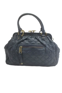 Marc Jacobs Womens Leather Kiss Lock Handbag Dark Blue Size M - Picture 1 of 7
