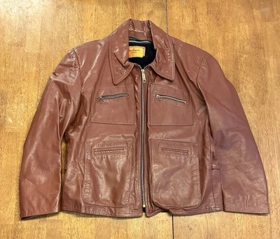 Chaqueta de cuero importada vintage años 70 talla 44 garra roja forrada de piel con cremallera Foto 1 de 4