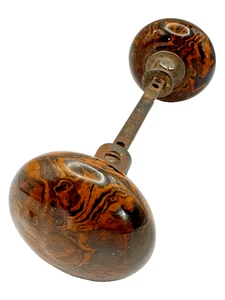 Vintage Antique Door Knob Bennington Swirled Porcelain Tiger Eye Brown Iron - Picture 1 of 7