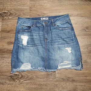 Falda vaquera New York Rewash para mujer envejecida vintage reunión talla 7/28 - Imagen 1 de 8