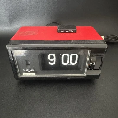 SEIKO DP690T Flip Clock Alarm Red Body Vintage 1970s Working tested Good - Image 1 of 4