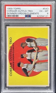 1959 Topps #543 Corsair Trio/Bob Skinner/Bill Virdon/Roberto Clemente PSA 6 - Bild 1 von 2