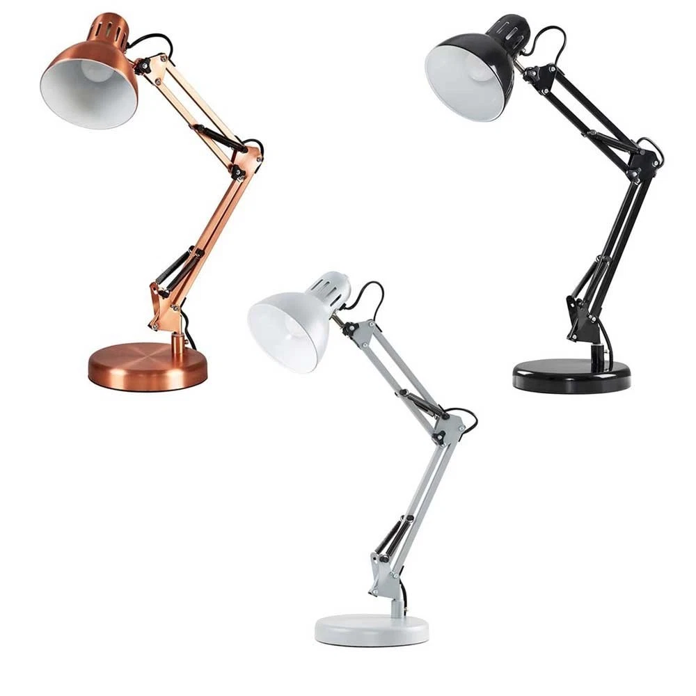 Tischlampe Mason, 25 W, Chrom – Verstellbare Doppelleuchte, Gebürstetes Nickel, Für Wohnzimmer & Büro