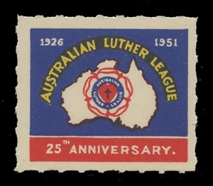 AUSTRALIA, 1951 25th ANNIVERSARY LUTHER LEAGUE POSTER STAMP - Picture 1 of 2