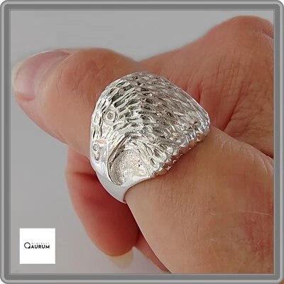 Anello Testa di Aquila in Argento Sterling 925  Uomo Ragazzo Misura Regolabile - Immagine 1 di 4