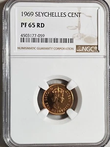 Seychelles 1 Cent 1969 NGC PF 65 RD - Picture 1 of 2