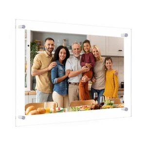Clear Acrylic Wall Mount Floating Photo Frame Double Panel Picture Frame - Picture 1 of 7