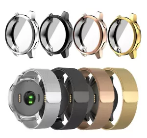 For Garmin Vivoactive 4 4S Watch Stainless Steel Bracelet Strap Band + TPU Case - Picture 1 of 19