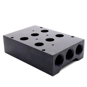 Aventics 106-704 Pneumatic Manifold Base, 2-Station, 3/8in NPTF Ports, Aluminum - Picture 1 of 6