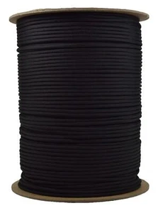 1000 Foot Spool of Parachute 550 Cord Type III 7 Strand Paracord - Black - Picture 1 of 5