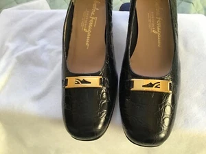 Salvatore Ferragamo Designer New Black Leather Shoes Size US 7B UK4 EU37 - Picture 1 of 8