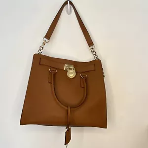 Michael Kors Hamilton Noveau Pebbled Brown Leather Purse Shoulder Strap - Picture 1 of 12