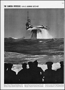 1937 portaaviones británico H.M.S. Glorius at sea foto vintage artículo L78 - Imagen 1 de 1
