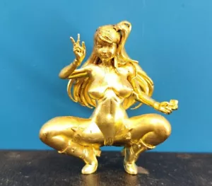 asian brass hand casting mini girl statue collectable home decoration - Picture 1 of 11