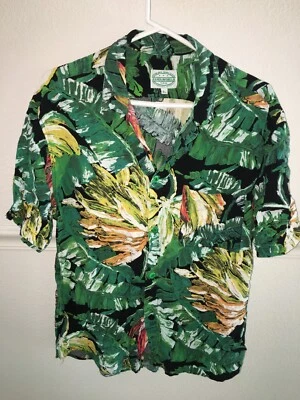 CAMISA ALOHA HOMBRE JAMS WORLD NEGRA VERDE VINTAGE RAYÓN ISLA HAWAIANA TALLA L 44" Foto 1 de 4
