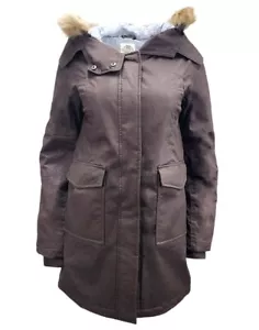 HoodLamb Women's Brown Fur Collar Hooded Hemp Warm Parka 420 NWT - Picture 1 of 1