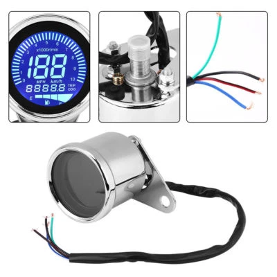 Motorcycle Digital LED LCD Odometer Speedometer Tachometer Fuel Gauge Cafe Racer — 第 1/4 张图片