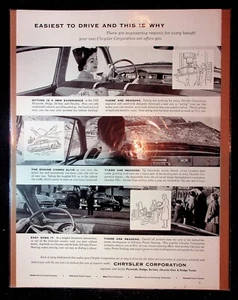 1950er Jahre Chrysler Autos "einfachster zu fahren und deshalb ist der Grund" Foto Vintage Druck Anzeige - Bild 1 von 1