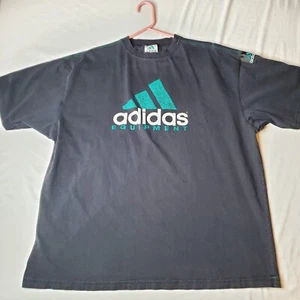 Vintage Adidas Equipment T-shirt Mens Sz XXL Black DISTRESSED HOLES 26.5x31 90s - Picture 1 of 24
