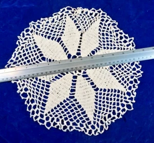 Doily Crocheted 12" Round 8-Petal Flower Shaped Off White - Picture 1 of 2