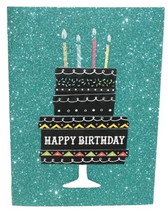 Burgoyne Happy Birthday Blk Cake Greeting Card New Embellished w/Envelope  5 x 7 - Picture 1 of 3